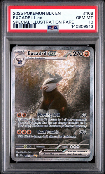 2025 Pokemon Excadrill ex #168 Special Illustration Rare PSA 10