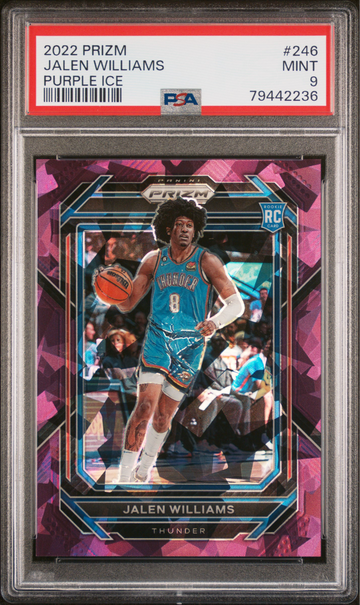JALEN WILLIAMS 2022 PANINI PRIZM PURPLE ICE ROOKIE RC #52/149 PSA MINT 9