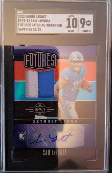 2023 Panini Legacy FAPS12 Sam LaPorta Futures Patch Auto Sapphire /25