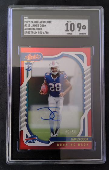 2022 Panini Absolute #115 James Cook Auto Spectrum Red /50