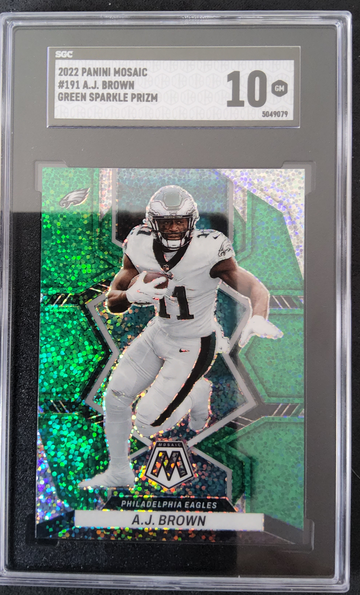 2022 Panini Mosaic #191 AJ Brown Green Sparkle Prizm
