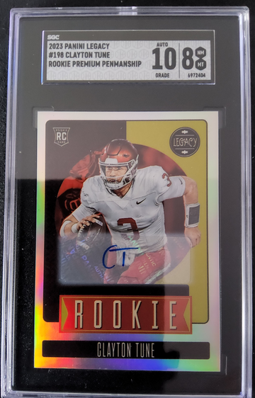 2023 Panini Legacy #198 Clayton Tune Rookie Premium Penmanship Silver Holo