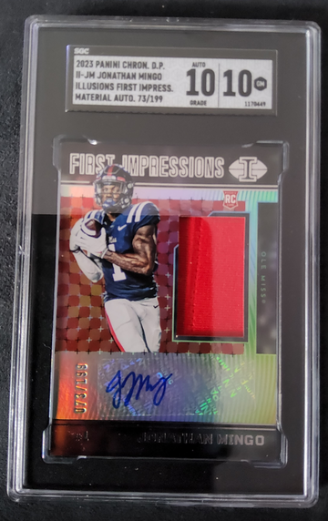 2023 Panini Chronicles DP II-JM Jonathan Mingo Illusions First Impressions Material Auto /199