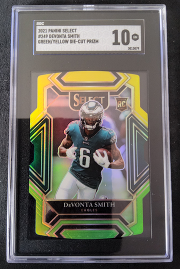 2021 Panini Select  #249 Devonta Smith Green/Yellow Die-Cut Prizm