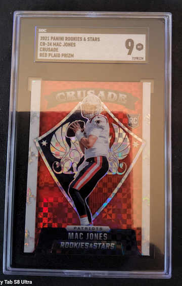 2021 Panini Rookies and Stars CR-24 Mac Jones Crusade Red Plaid Prizm SGC 9