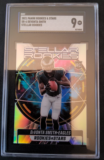 2021 Panini Rookies and Stars SR-6 Devonta Smith Stellar Rookies Silver Prizm SGC 9