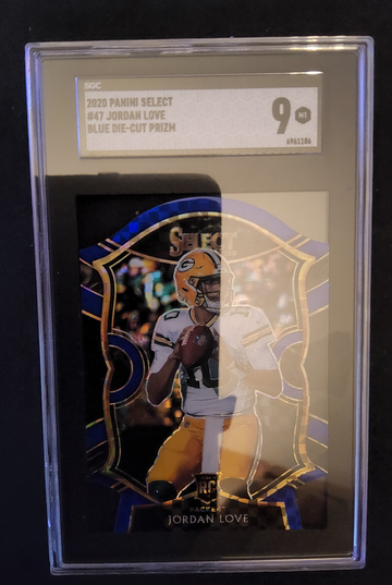 2020 Panini Select #47 Jordan Love Blue Plaid Die Cut Prizm SGC 9