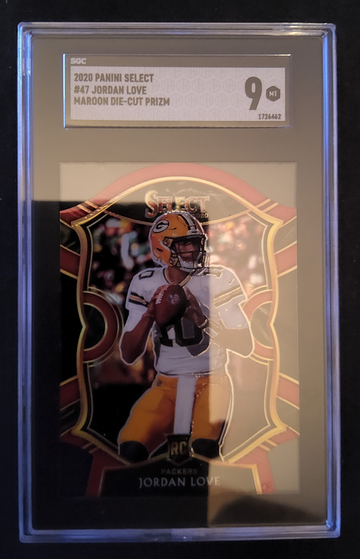 2020 Panini Select #147 Jordan Love Maroon Die Cut Prizm SGC 9