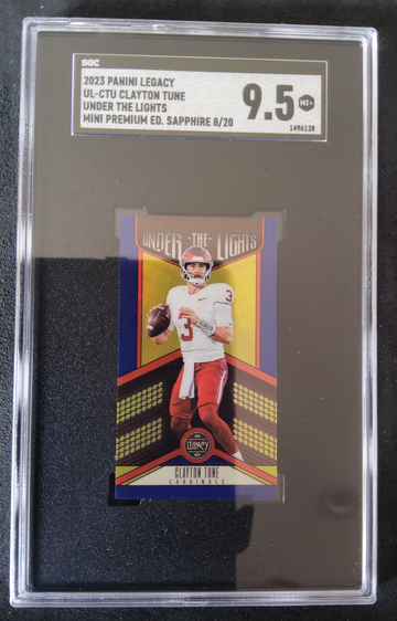 2023 Panini Legacy UL-CTU Clayton Tune Under The Lights Mini Premium Edition Sapphire 8/20 SGC 9.5