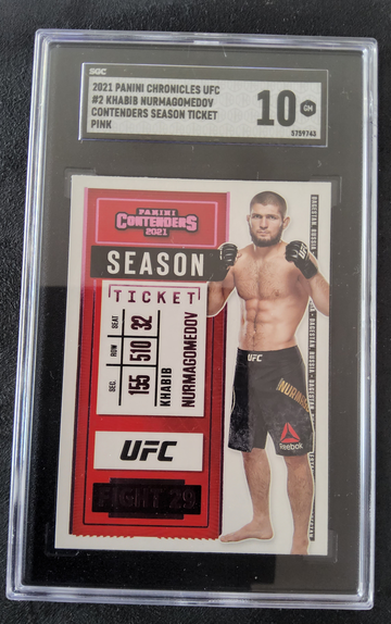 2021 Panini Chronicles UFC 2 Khabib Nurmagomedov Contenders Season Ticket Pink SGC 10
