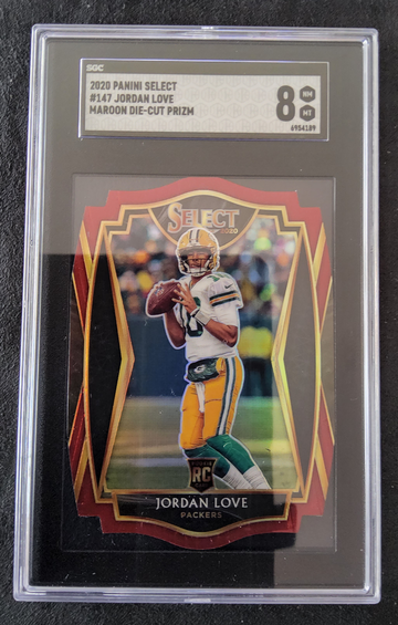 2020 Panini Select #147 Jordan Love Maroon Die Cut Prizm SGC 8