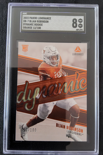 2023 Panini Luminance #7 Bijan Robinson Dynamic Rookie 13/100 SGC 8