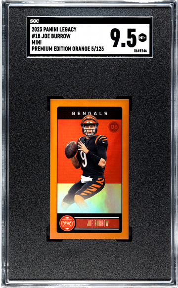 2023 Panini Legacy #18 Joe Burrow Mini Premium Edition Orange 5/125 SGC 9.5 