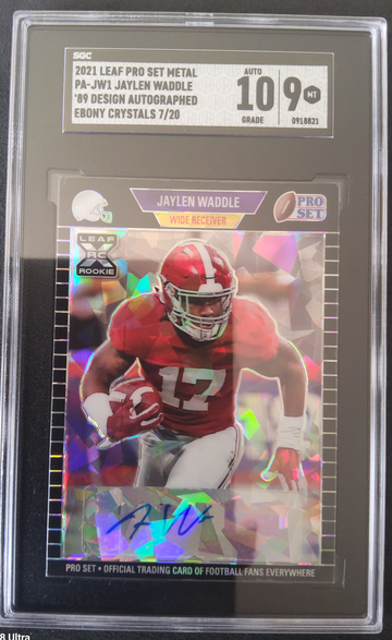 2021 Leaf Pro Set Metal PA-JW1 Jaylen Waddle '89 Design Autographed Ebony Crystals 7/20 SGC 10/9