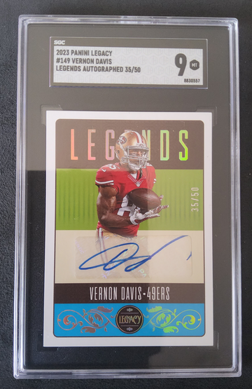 2023 Panini Legacy #139 Vernon Davis Legends Autographed 35/50 SGC 9