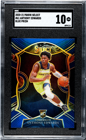 2020-21 Panini Select #61 Anthony Edwards Concourse Blue Prizm SGC 10
