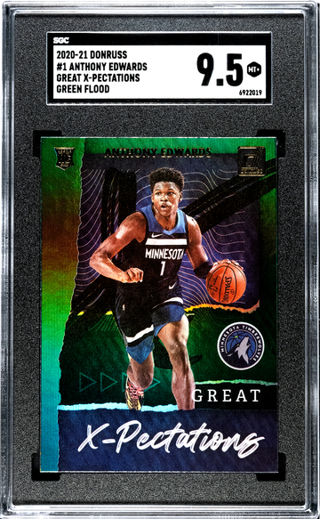 2020-21 Donruss #1 Anthony Edwards Great X-pectations Green Flood SGC 9.5