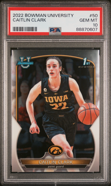 2022 BOWMAN UNIVERSITY #50 CAITLIN CLARK 1ST PSA 10