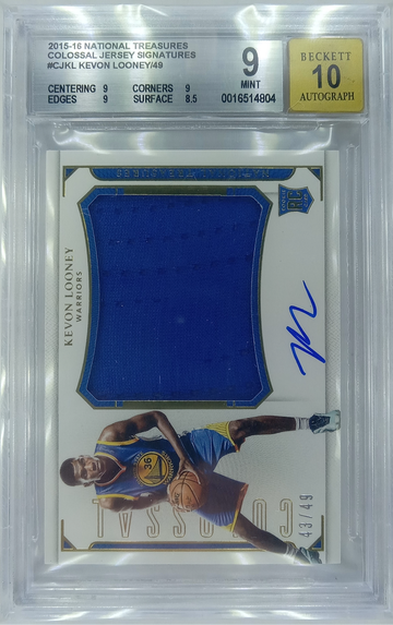 2015-16 NATIONAL TREASURES KEVON LOONEY COLOSSAL JERSEY SIGNATURES RC /49 #CJKL BGS 9 AUTO 10