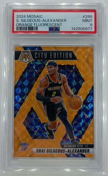 2024 PANINI MOSAIC SHAI GILGEOUS-ALEXANDER ORANGE FLUORESCENT /25 #289 PSA 9