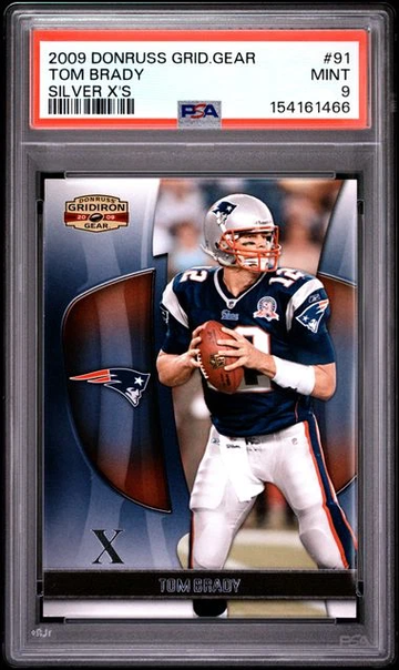 2009 DONRUSS GRID GEAR TOM BRADY SILVER X'S #91 PSA 9
