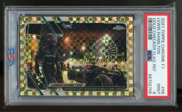 2021 Topps Chrome Formula 1 56 Lewis Hamilton Checker Gold 1/50 & 50/50 PSA 9 X2