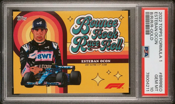 2022 TOPPS FORMULA 1 BOUNCE ROCK RACE ROLL BRRR-EO ESTEBAN OCON GOLD /50 PSA 10