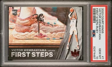 2023 COURT KINGS FIRST STEPS 1 VICTOR WEMBANYAMA RUBY /149 RC PSA GEM MINT 10