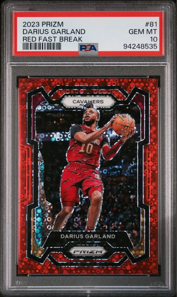 2023 PANINI PRIZM 81 DARIUS GARLAND RED FAST BREAK /100 PSA GEM MINT 10