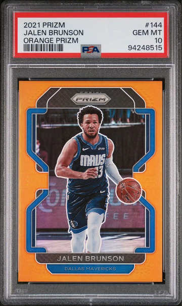 2021 PANINI PRIZM 144 JALEN BRUNSON ORANGE PRIZM /49 PSA GEM MINT 10