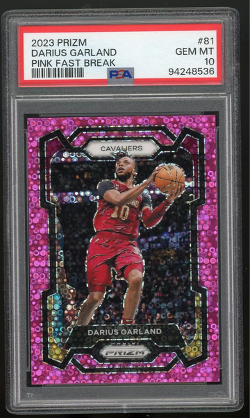 2023 PANINI PRIZM 81 DARIUS GARLAND PINK FAST BREAK /50 PSA GEM MINT 10