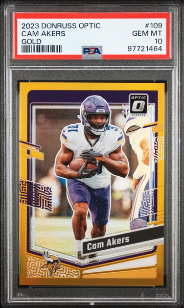 2023 PANINI DONRUSS OPTIC 109 CAM AKERS GOLD /10 PSA 10