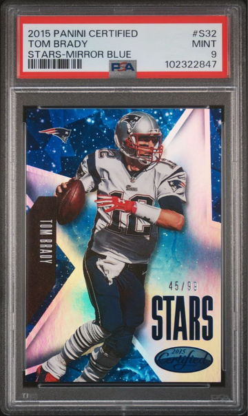 2015 PANINI CERTIFIED STARS S32 TOM BRADY MIRROR BLUE /99 PSA 9