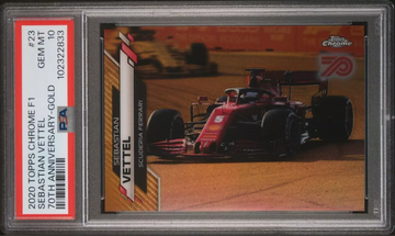 2020 TOPPS CHROME FORMULA 1 23 SEBASTIAN VETTEL 70TH ANV. GOLD PSA 10 POP 1!!!
