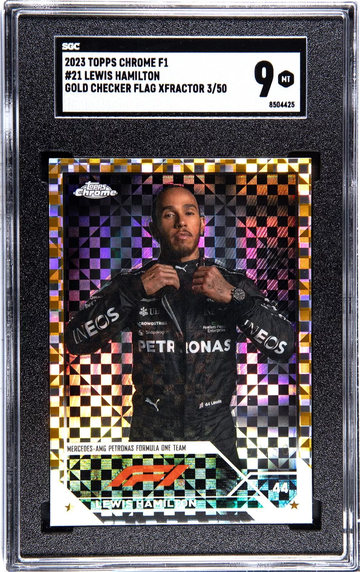 2023 Topps Chrome Formula 1 F1 Lewis Hamilton#21 Gold Checker Flag /50 SGC 9