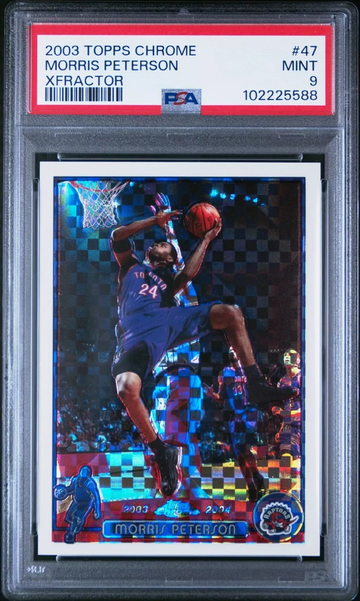 2003 TOPPS CHROME 47 MORRIS PETERSON XFRACTOR /220 PSA 9