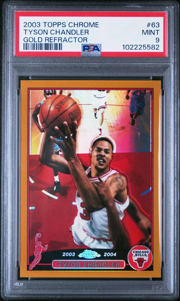 2003 TOPPS CHROME 63 TYSON CHANDLER GOLD REFRACTOR /99 PSA 9