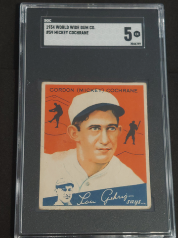 1934 World Wide Gum WWG Canadian Goudey V354 Gordon Mickey Cochrane SGC 5