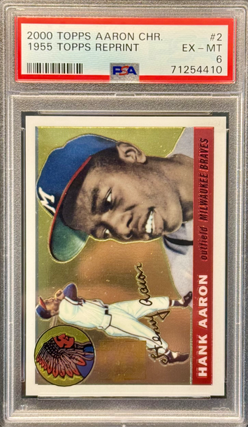 2000 Topps Chrome #2 Hank Aaron 1955 Topps Reprint PSA 6