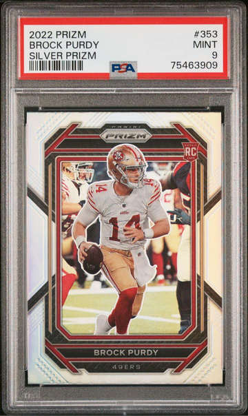 2022 Panini Prizm Brock Purdy SILVER Prizm Rookie RC Card Mint PSA 9 #353 SP 49