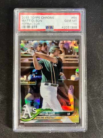 2018 Topps Chrome Matt Olson Refractor PSA 10