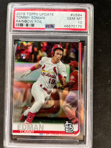 2019 Topps Update Tommy Edman Rainbow Foil PSA 10