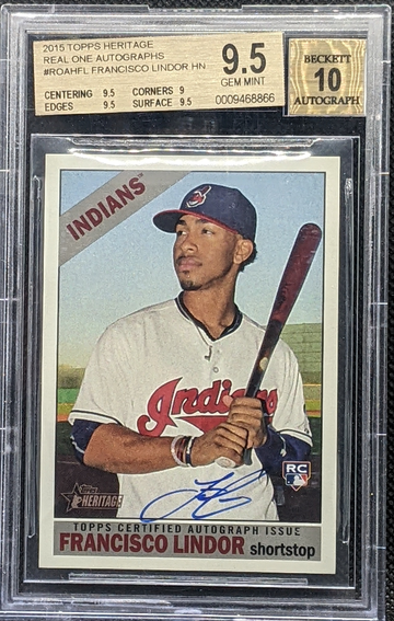 2015 Topps Heritage Real One Autographs Francisco Lindor BGS 9.5