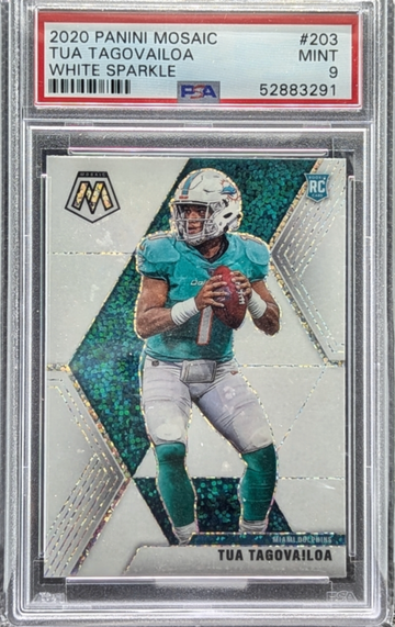 2020 Panini Mosaic #203 White Sparkle Tua Tagovailoa PSA 9
