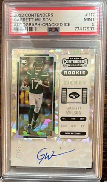 2022 Contenders Garrett Wilson Autograph Cracked Ice PSA 9