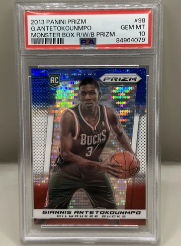 2013 Prizm Giannis Antetokounmpo Monster Box Rookie Red White Blue Pulsar PSA 10 Gem Mint