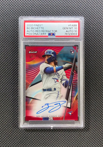 2020 Topps Finest Chrome Bo Bichette /5 True Red Refractor Auto RC ROOKIE PSA 10