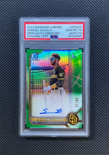 2022 Bowman Chrome 1st Samuel Zavala /99 True Green Prospect Auto Dual PSA 10 CPA-SZ