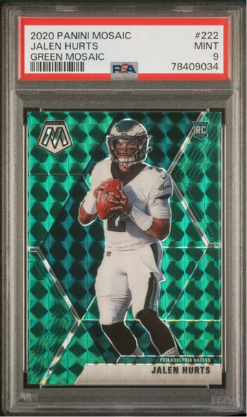 2020 MOSAIC GREEN JALEN HURTS PSA 9 RC ROOKIE CARD