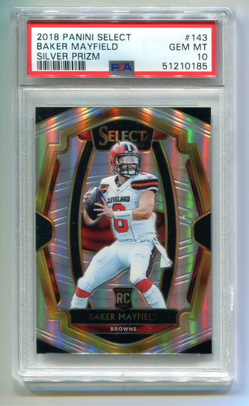 2018 Panini Select Premier Silver Prizm #143 Baker Mayfield RC PSA 10